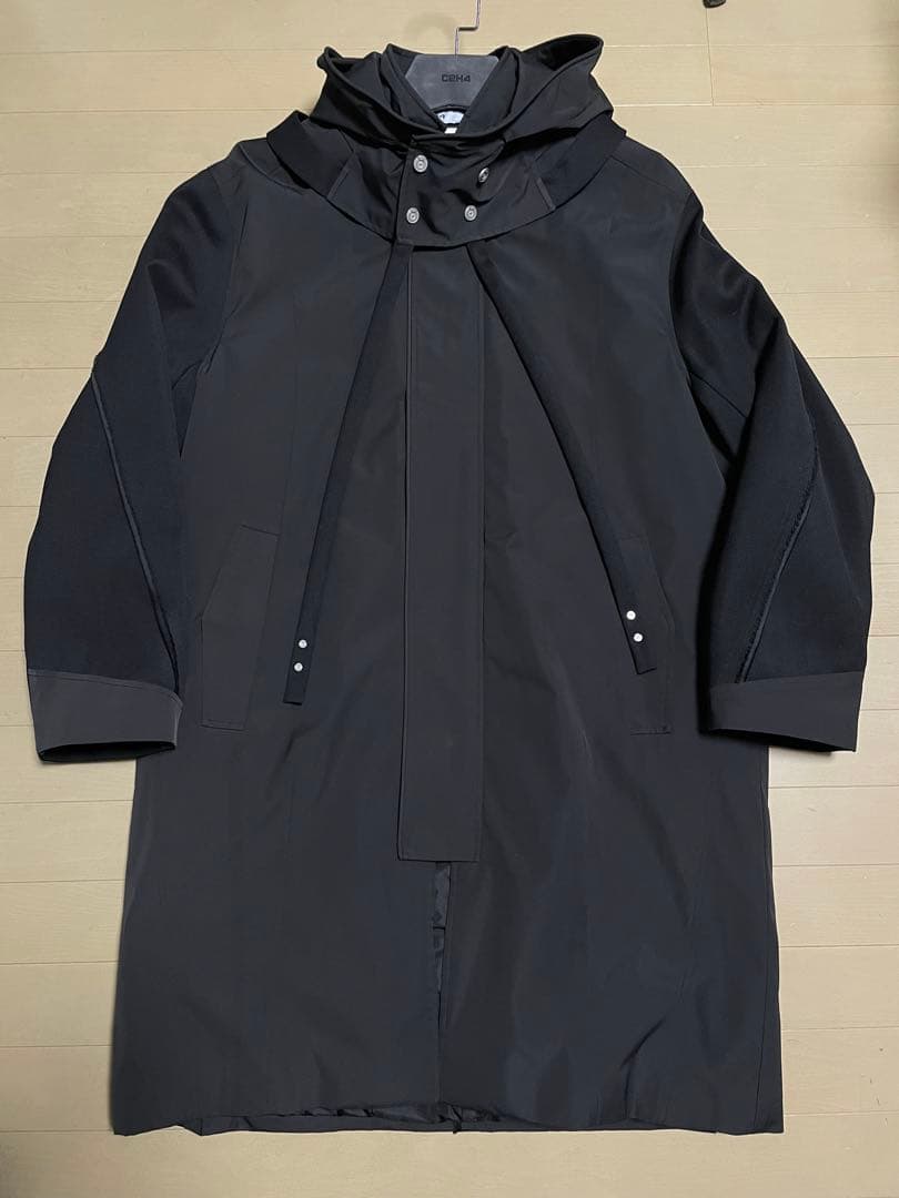 最終価格 希少 超美品■C2H4■異素材 切替 パフ デザインコート 黒
