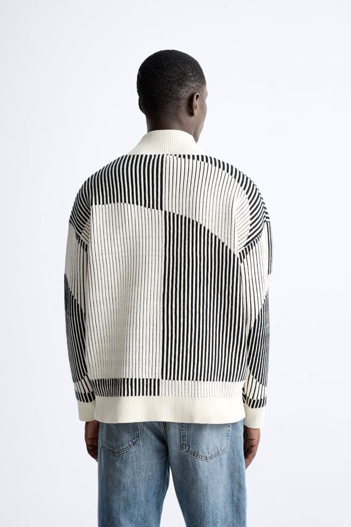 目黒蓮さん着用】ZARA コントラスト シェニール カーディガン ブラック