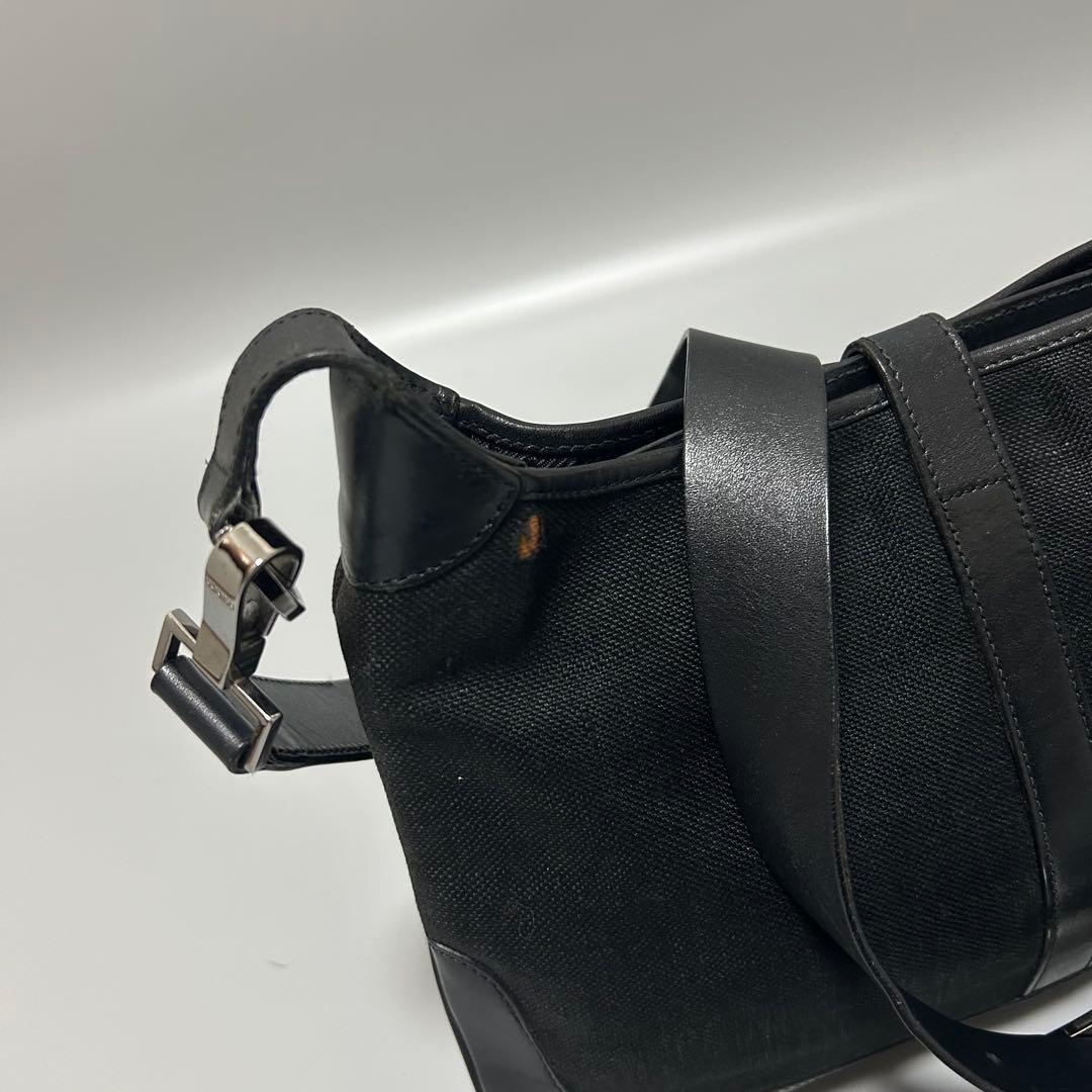 GUCCI グッチ ジャッキー レザー キャンバス ショルダーバッグ ブラック