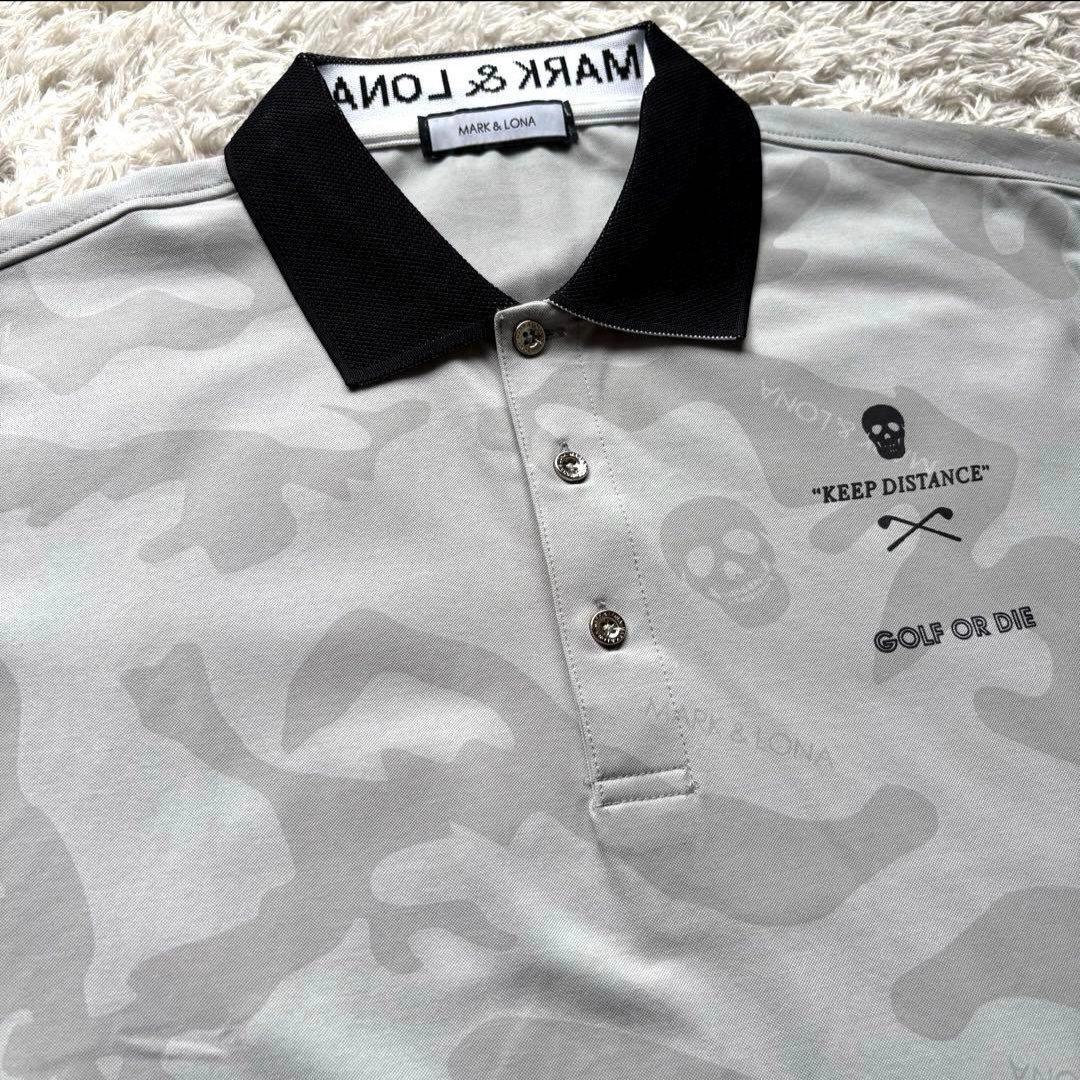 MARK&LONA 半袖ポロシャツ Mサイズ グレー カモフラ 迷彩
