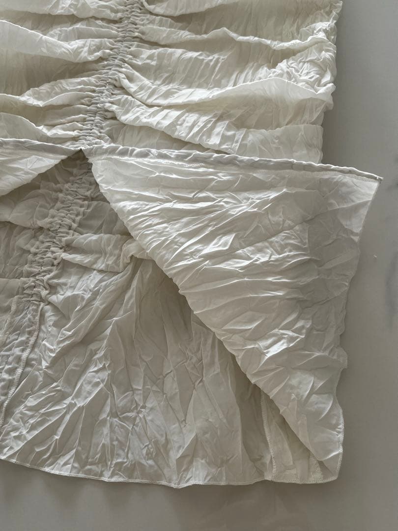 TODAYFUL シャンブレーギャザースカート　ホワイト　ロング丈　38 タイト