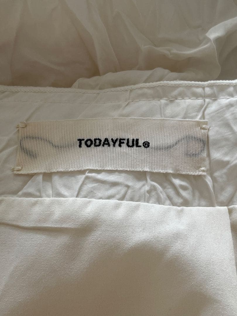 TODAYFUL シャンブレーギャザースカート　ホワイト　ロング丈　38 タイト