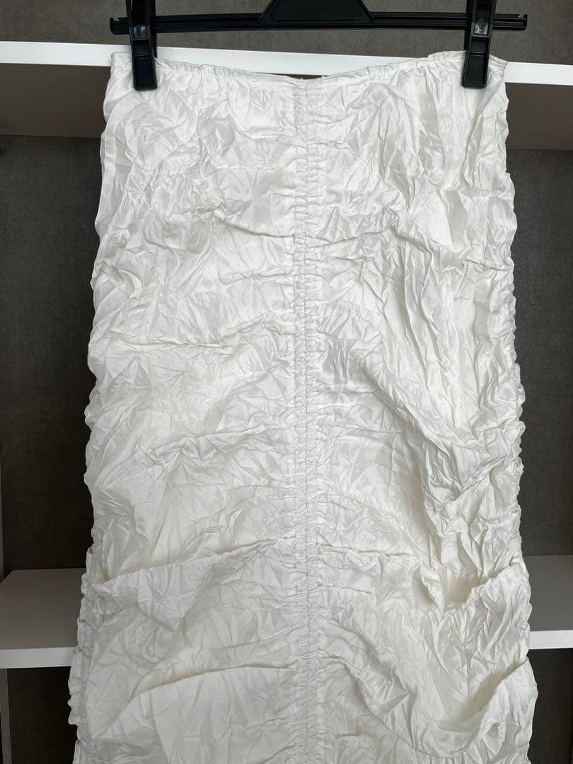 TODAYFUL シャンブレーギャザースカート　ホワイト　ロング丈　38 タイト