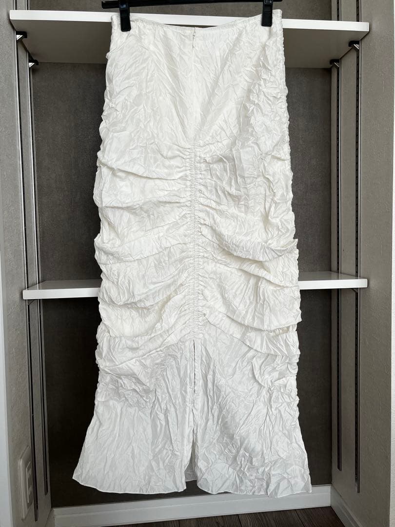 TODAYFUL シャンブレーギャザースカート　ホワイト　ロング丈　38 タイト