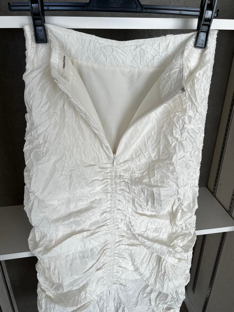 TODAYFUL シャンブレーギャザースカート　ホワイト　ロング丈　38 タイト