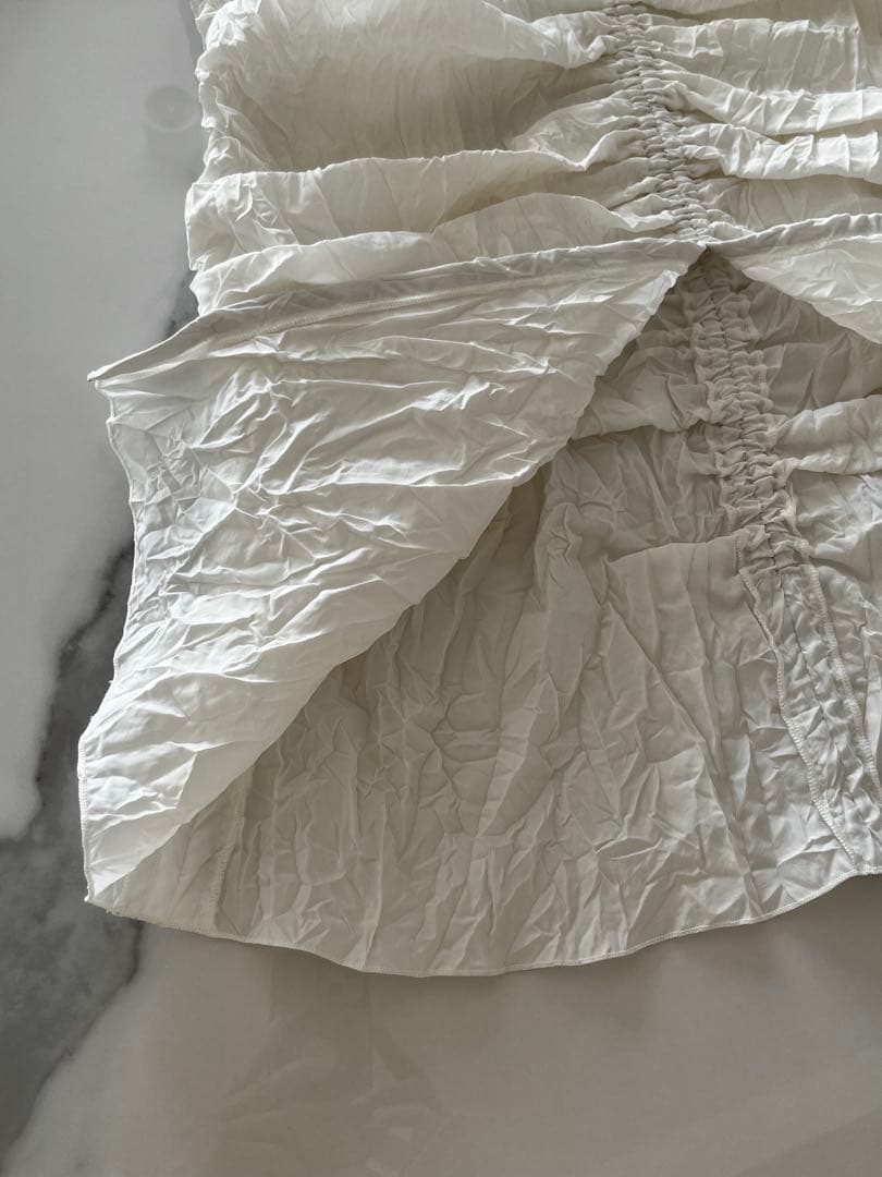 TODAYFUL シャンブレーギャザースカート　ホワイト　ロング丈　38 タイト