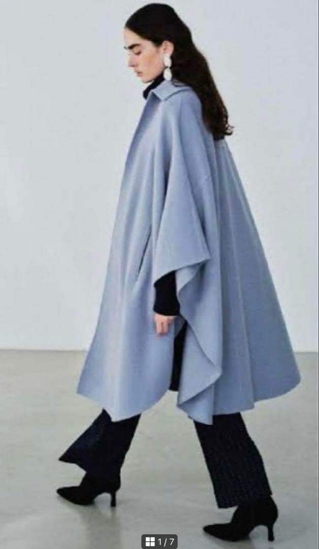 ミラオーウェン　ビッグカラーケープコート　美品