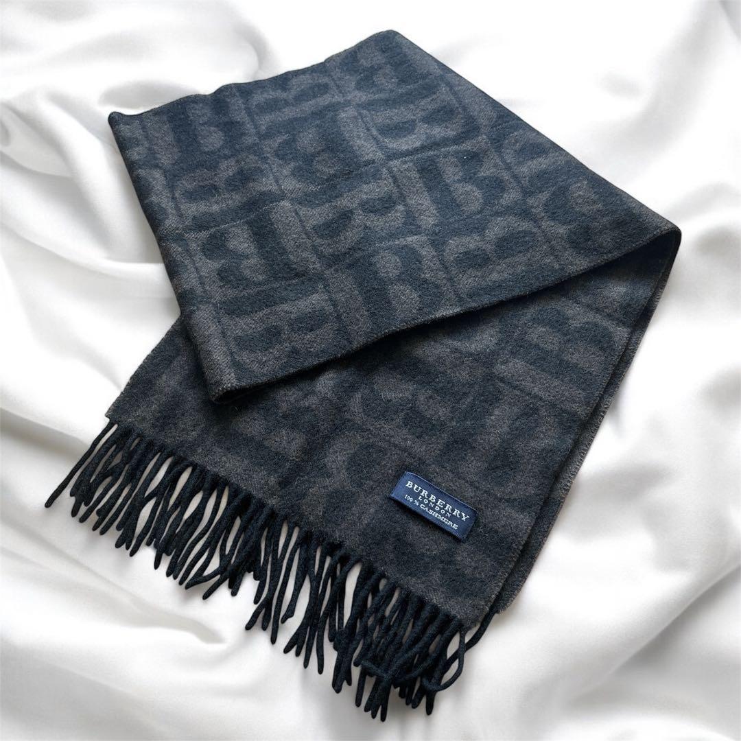 ✨カシミヤ100%✨バーバリー　マフラー　Bロゴ 総柄 希少