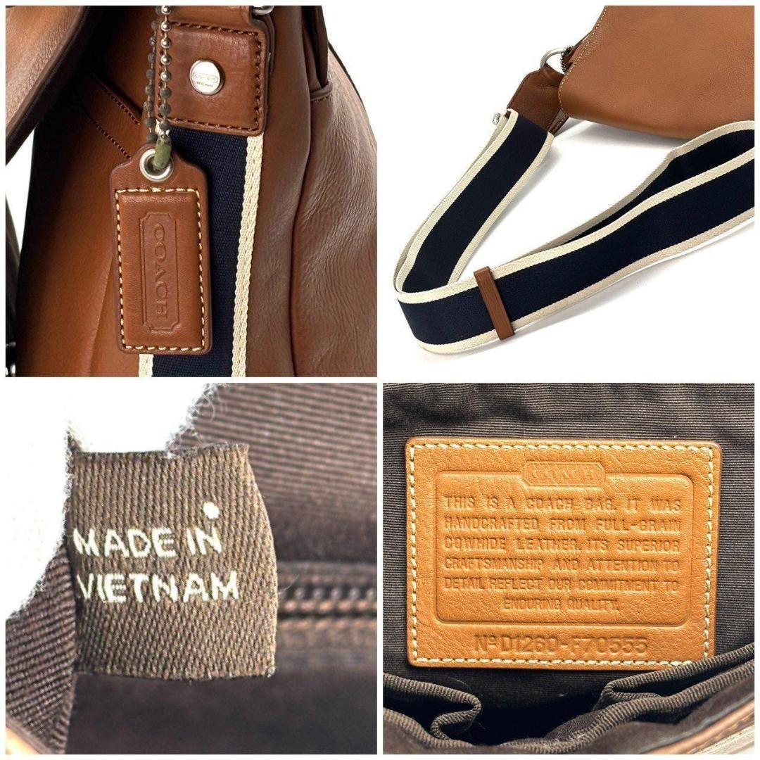 コーチ　ヘリテージウェブレザーメッセンジャーバッグ ワンショルダー A4収納可