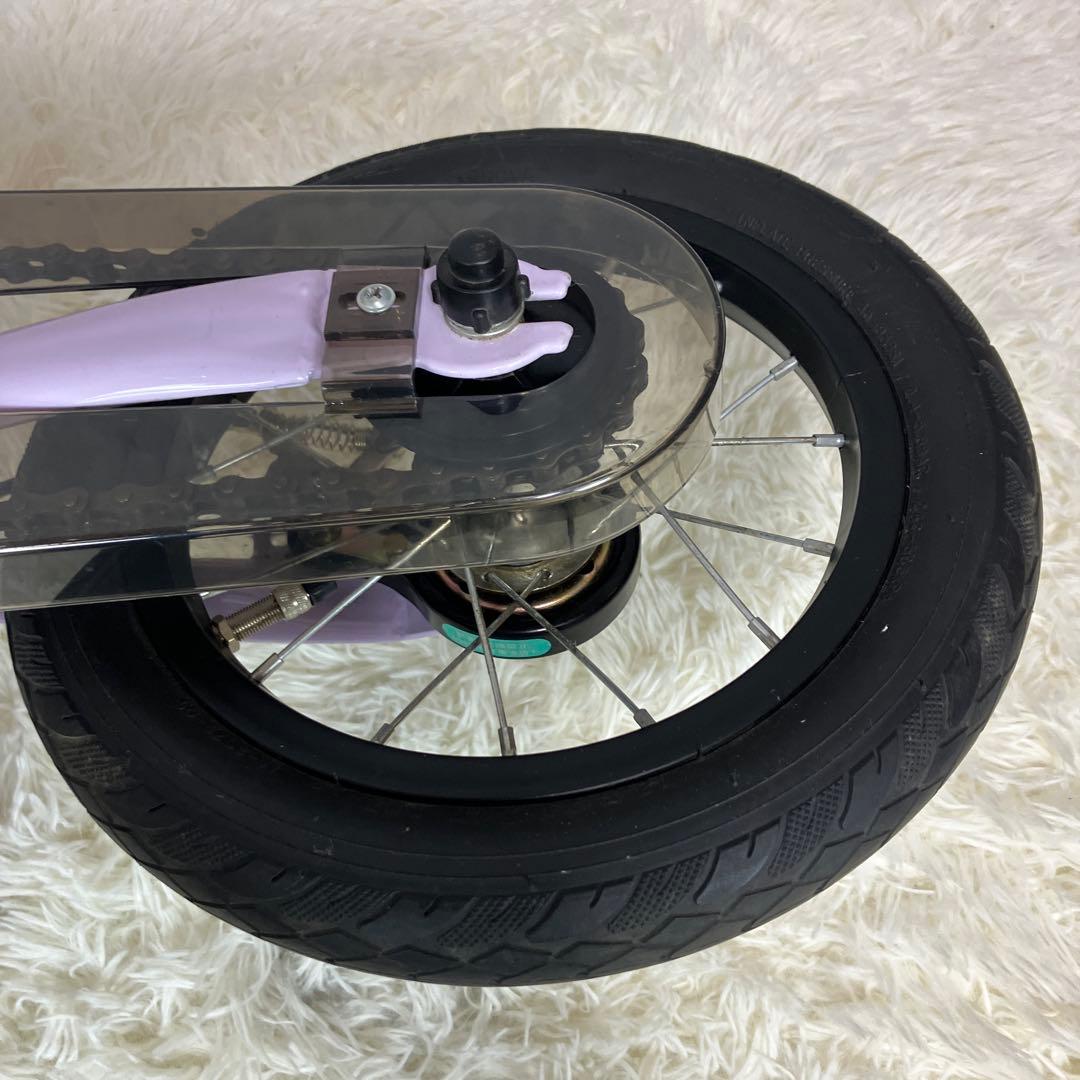 【極美品】へんしんバイク2 12インチ パープル スタンド付