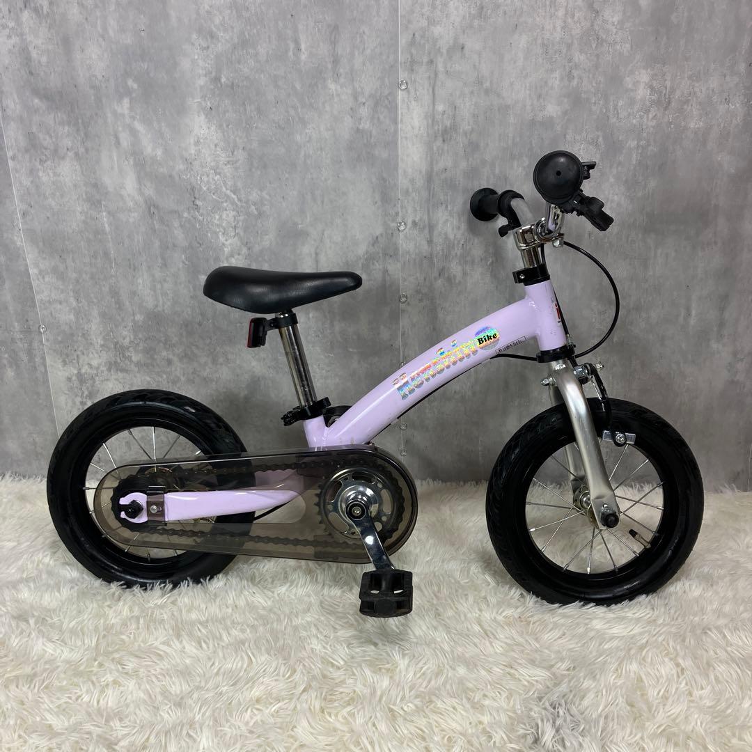 【極美品】へんしんバイク2 12インチ パープル スタンド付