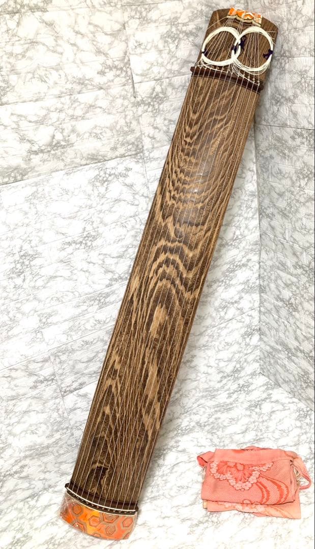 【最高級 送料込み】お琴 13弦 綾杉彫り 蒔絵 くり甲 和楽器 上角巻