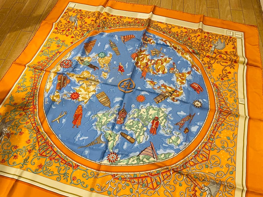 HERMES 地図柄 スカーフ　エルメス　カレ90