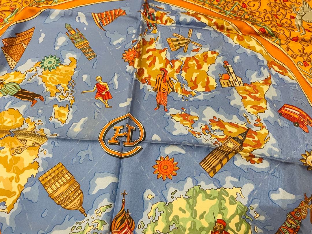 HERMES 地図柄 スカーフ　エルメス　カレ90