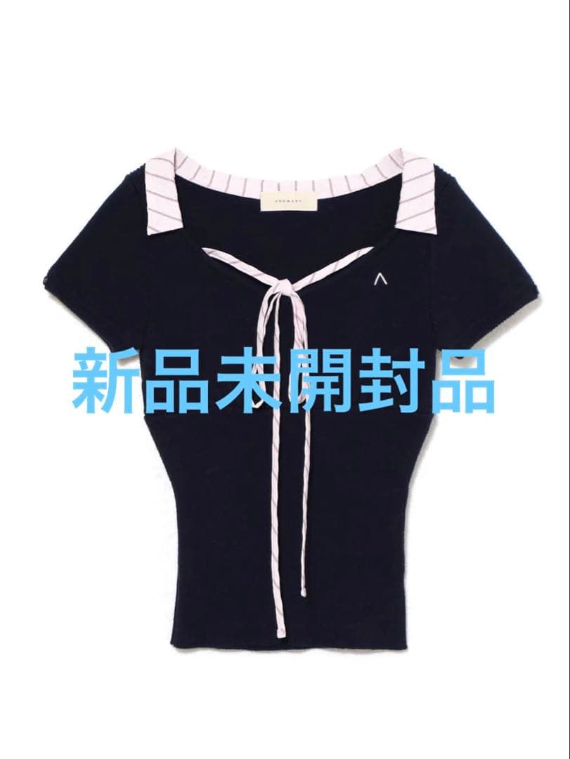 andmary アンドマリー Suzy ribbon tops navy - メルカリ
