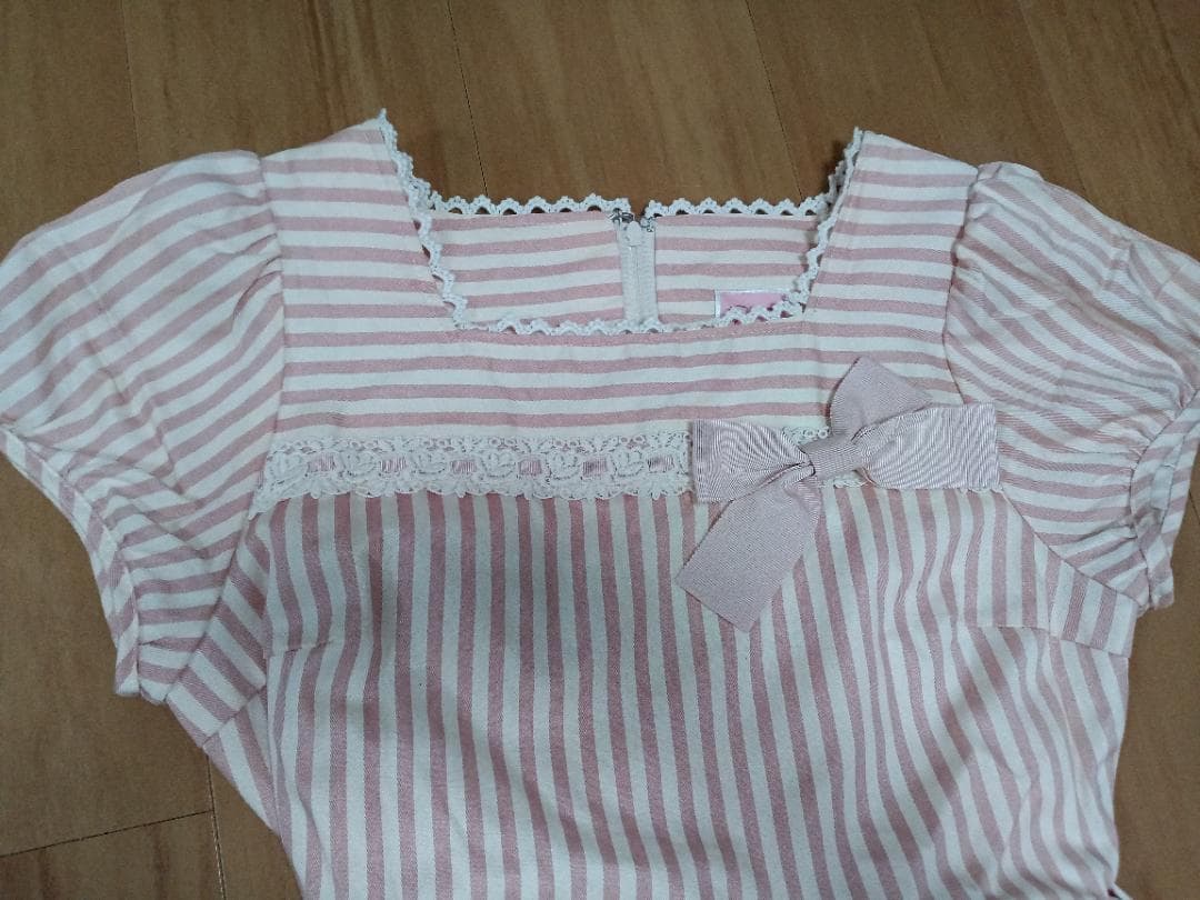 神*崎様 Cornet　ストライプ柄ワンピース　ピンク