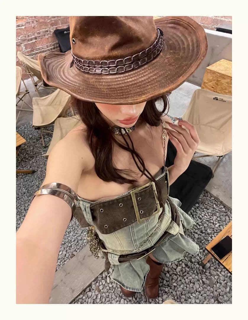 おしゃれデニムチューブトップスカート☆ワンショルダーで女子会コーデにぴったり