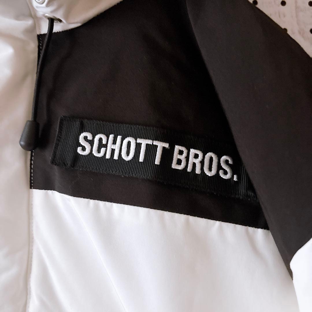 Schott ダウンジャケット アノラックパーカー （F）白×黒 極美品