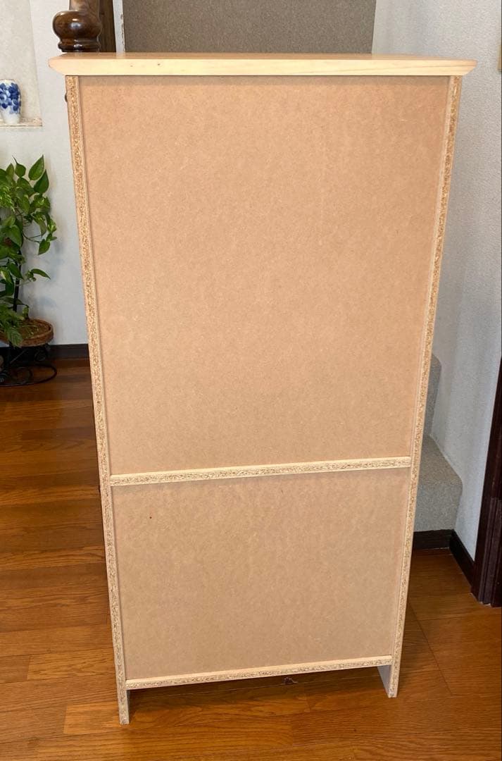 キャビネット ガラス戸棚 5段 食器棚 書棚 収納棚 リビング収納 ナチュラル