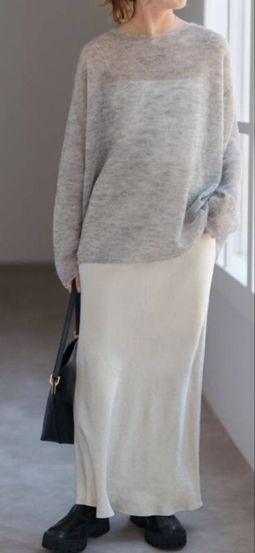 25AW新品未使用Spick and Spanサテンフレアスカート34ナチュラル