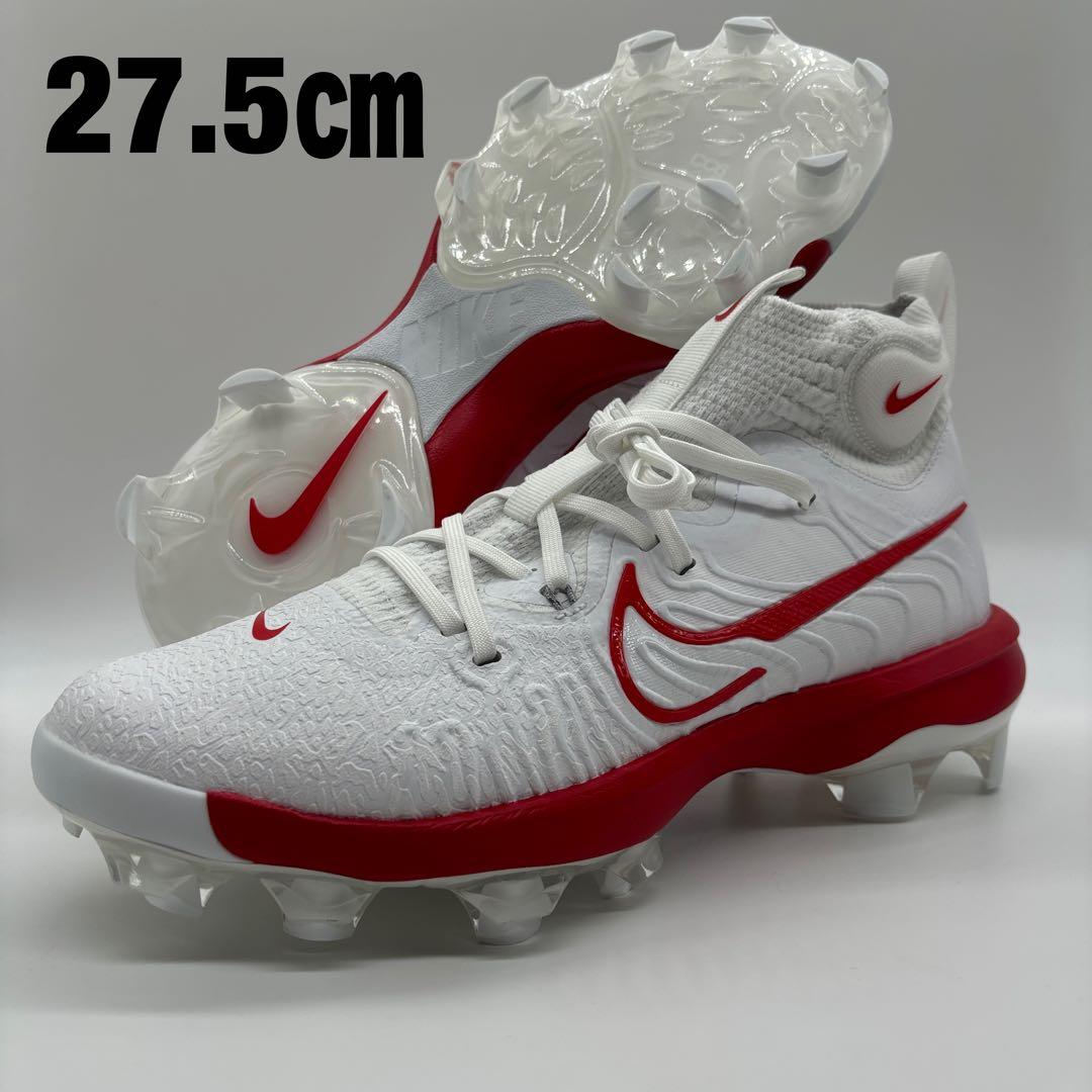 NIKE 野球 スパイク 金具 レッド ホワイト 27.5㎝ ミドルカット 軽量