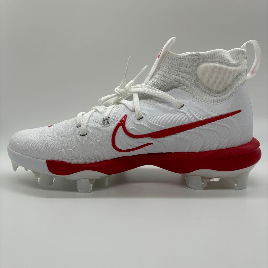 NIKE 野球 スパイク 金具 レッド ホワイト 27.5㎝ ミドルカット 軽量