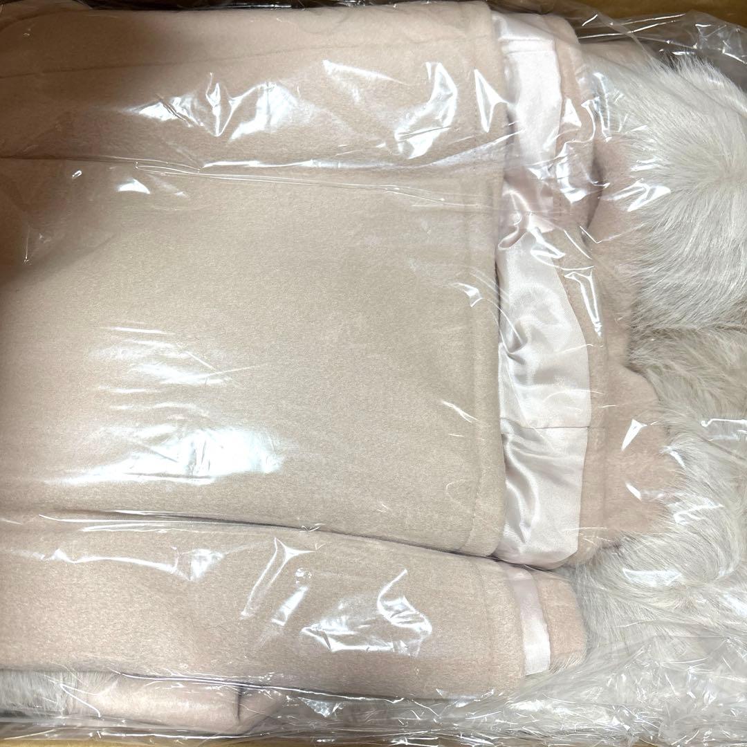 ダーリッチ　ファー付きフレアポンチョコート フリー/ピンク/ノベルティハンガー付