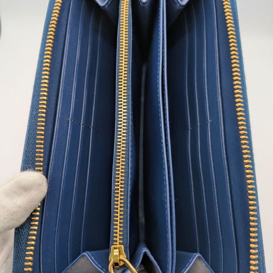 PRADA プラダ　長財布 ダークブルー レザー　ヴィッテロムーブ 1ML506