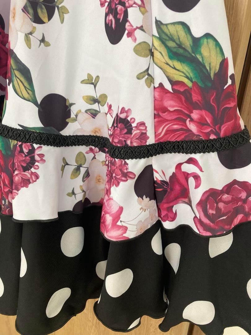 フラメンコスカート 花柄 ドット