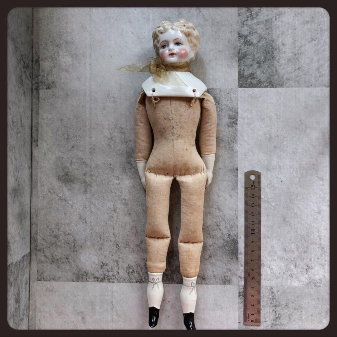 レアアンティーク　 ブロンド　チャイナヘッドドール　フラットトップ ビスクドール