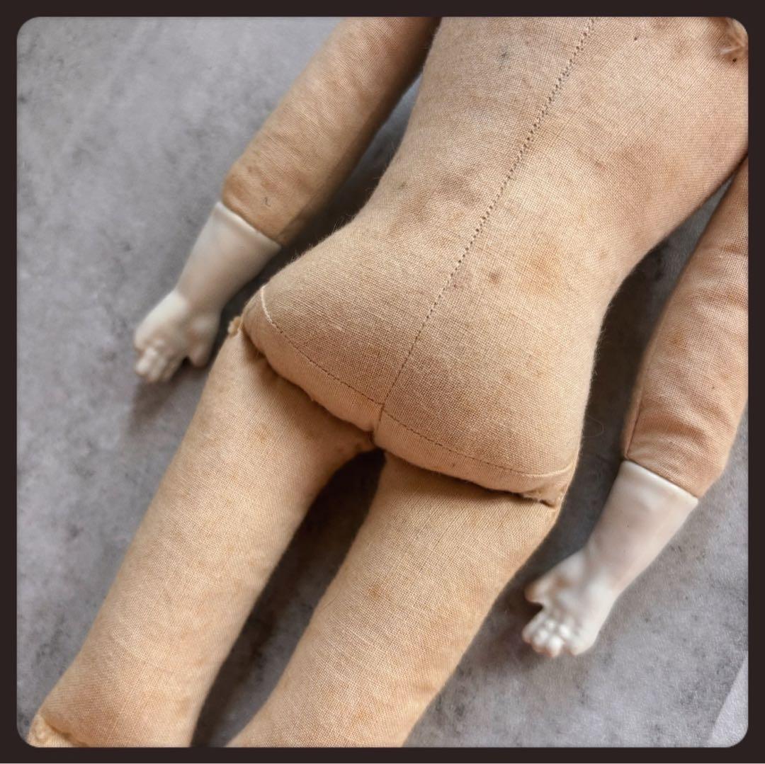 レアアンティーク　 ブロンド　チャイナヘッドドール　フラットトップ ビスクドール