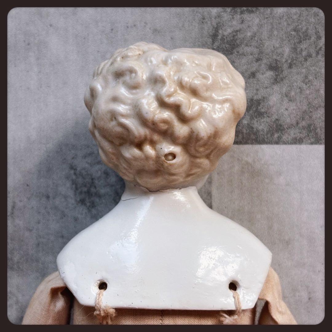 レアアンティーク　 ブロンド　チャイナヘッドドール　フラットトップ ビスクドール