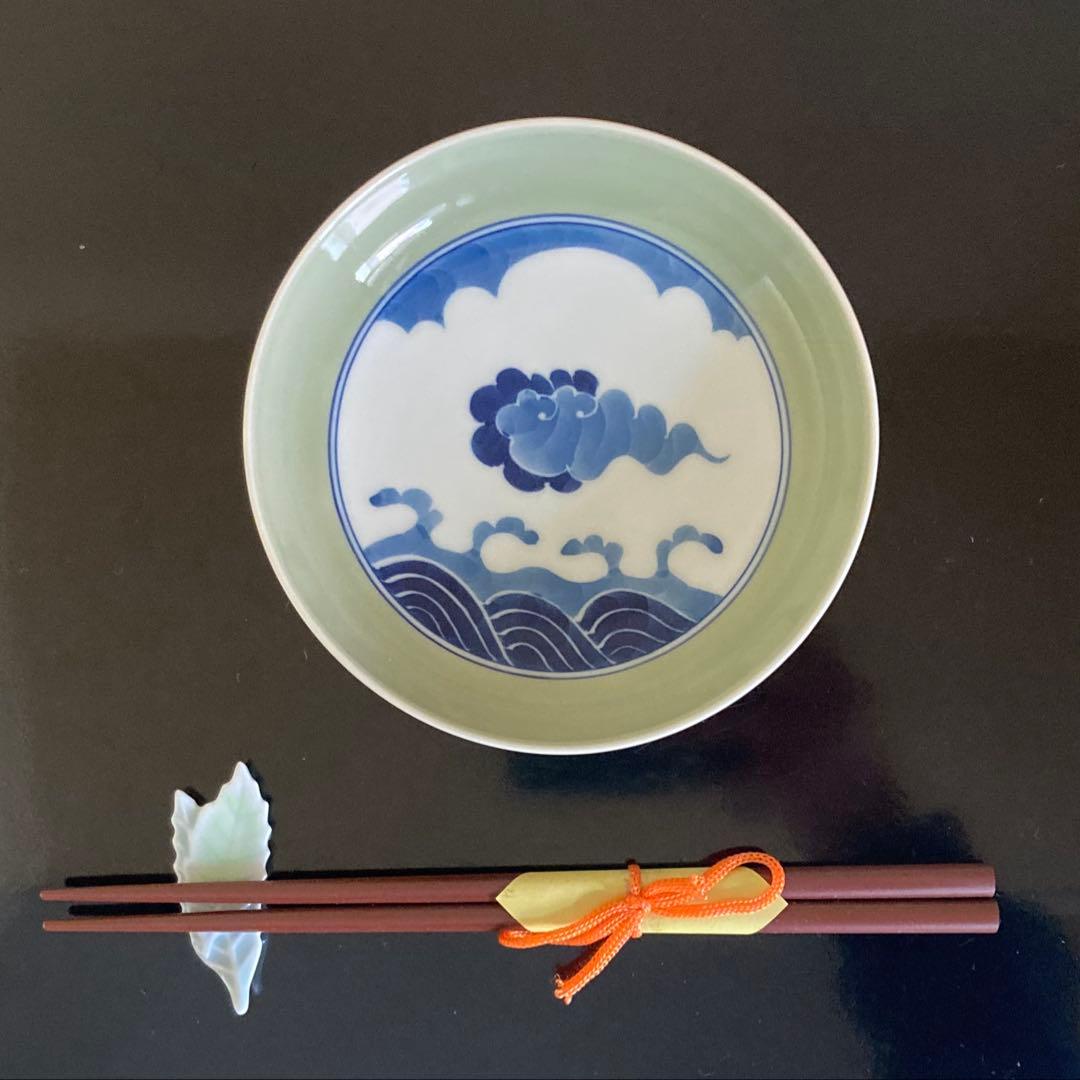 源右衛門窯青磁雲波紋小皿4枚