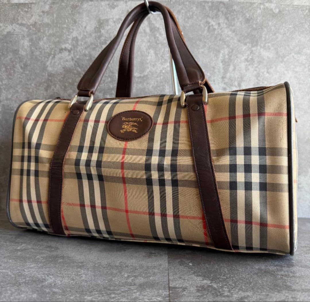 Burberry チェック柄 ボストンバッグ - メルカリ