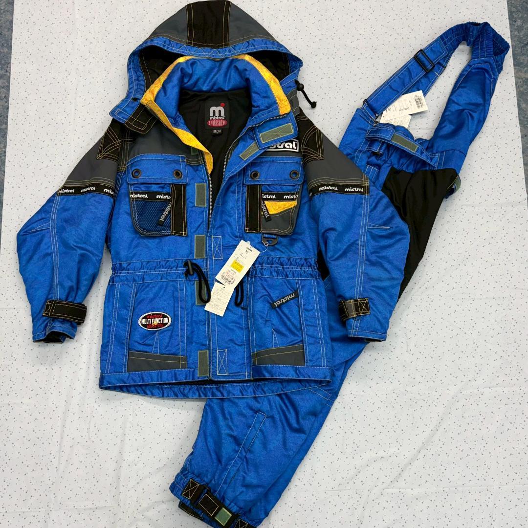 【新品未使用】mistral スキーウェア 上下セット S レトロ 青
