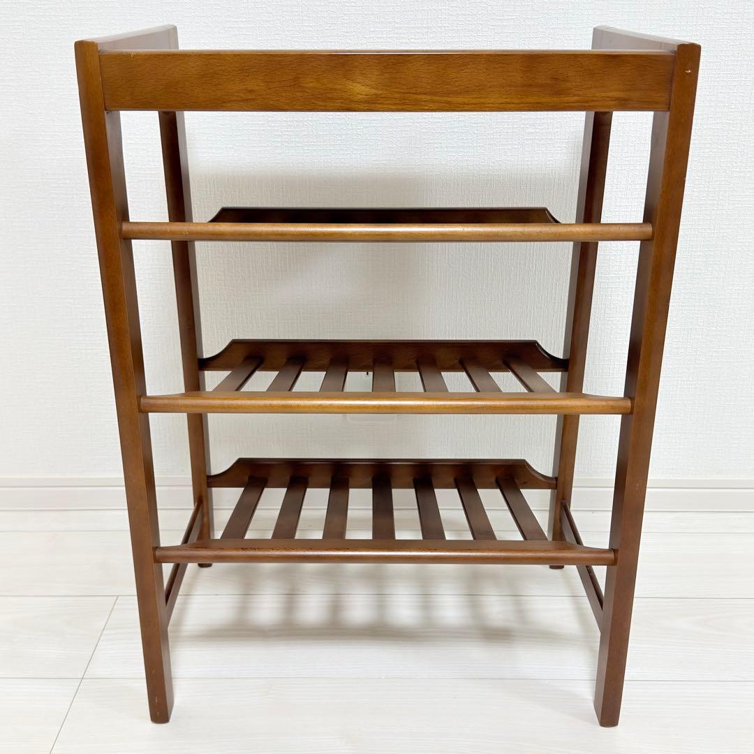 オールドカリモク 木製 3段ラック マガジンラック 飾り棚 収納棚 本棚ブラウン
