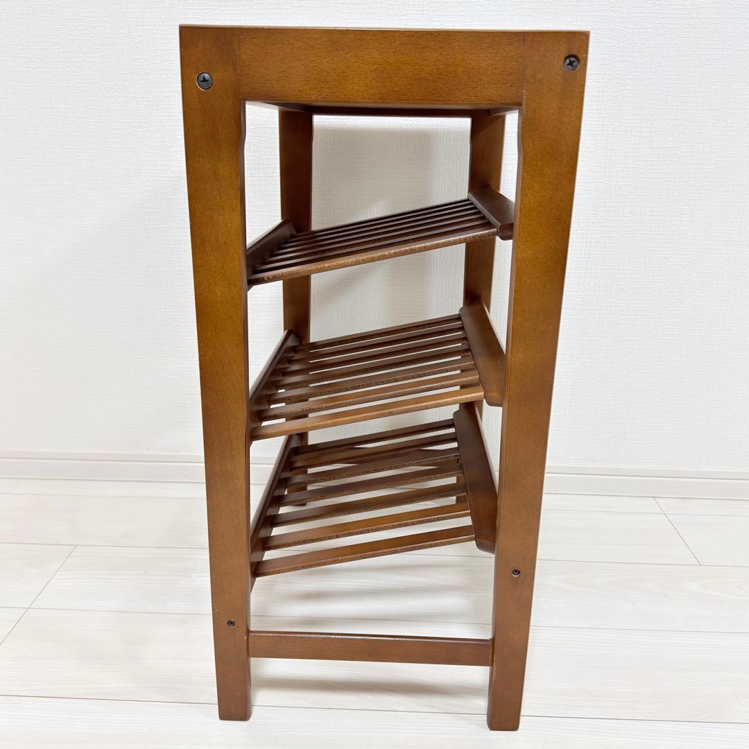 オールドカリモク 木製 3段ラック マガジンラック 飾り棚 収納棚 本棚ブラウン