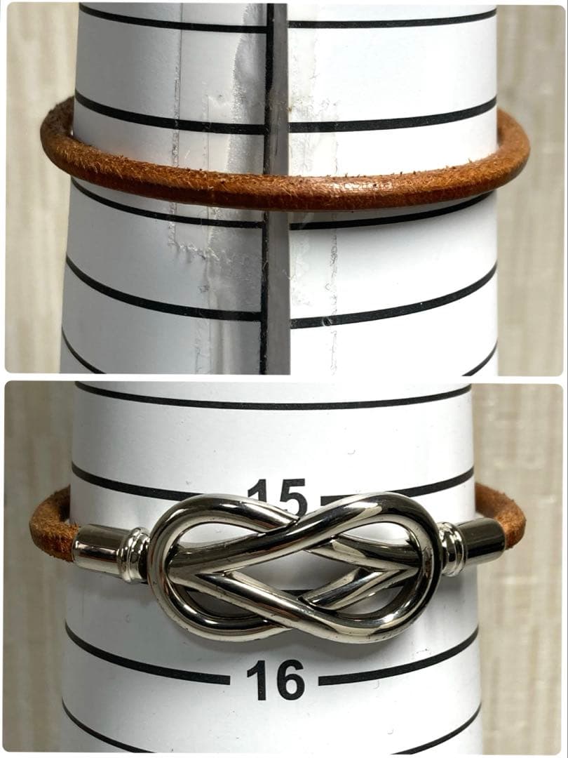 良品　HERMES エルメス　アタメ　シルバー金具　レザー　ブレスレット　箱付き