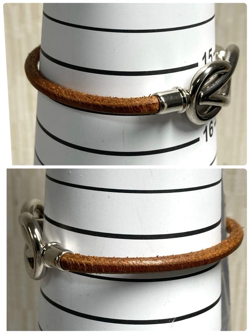 良品　HERMES エルメス　アタメ　シルバー金具　レザー　ブレスレット　箱付き