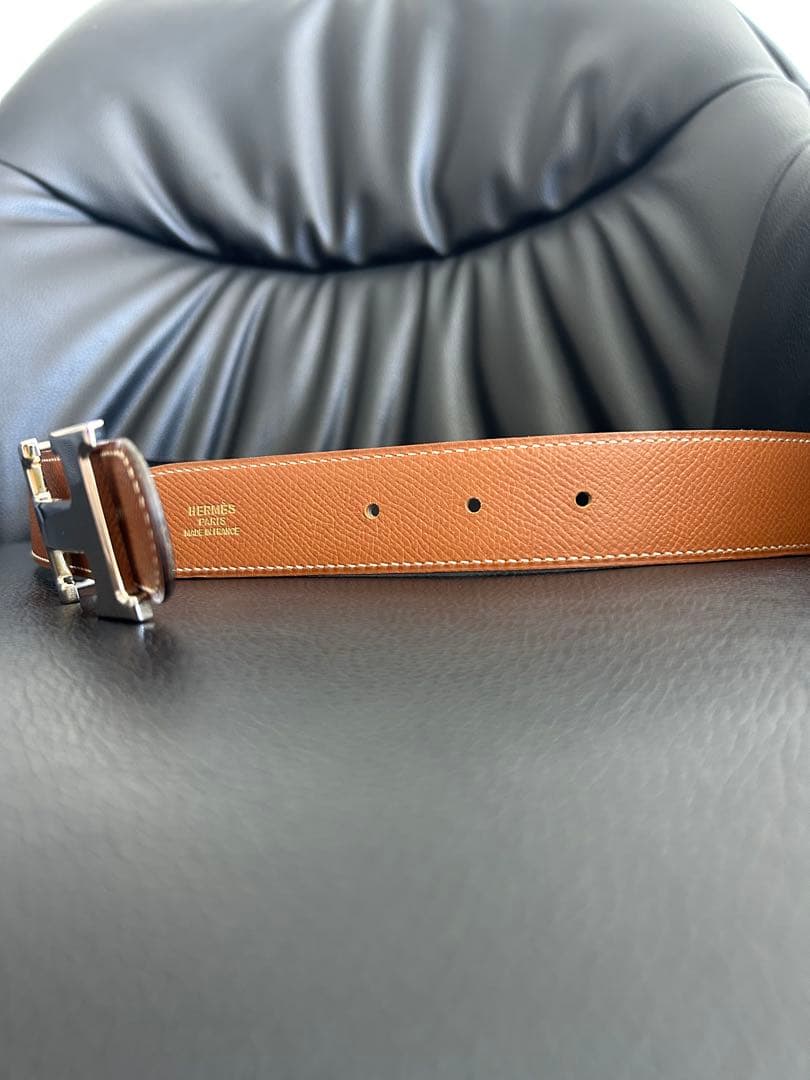 美品HERMES コンスタンス ベルト H型バックル シルバー レザー