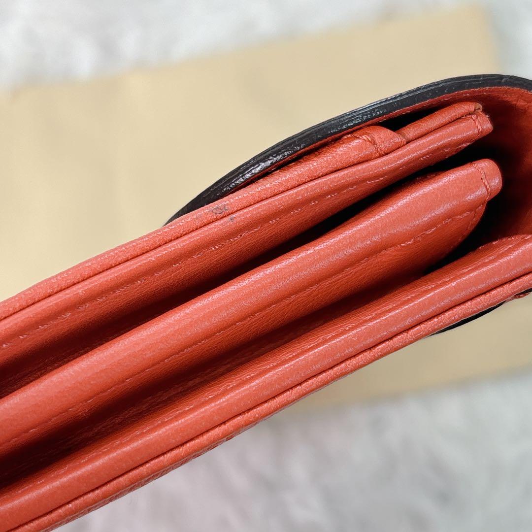 LOUIS VUITTON オレンジ レッド　長財布　シルバー金具　イリス