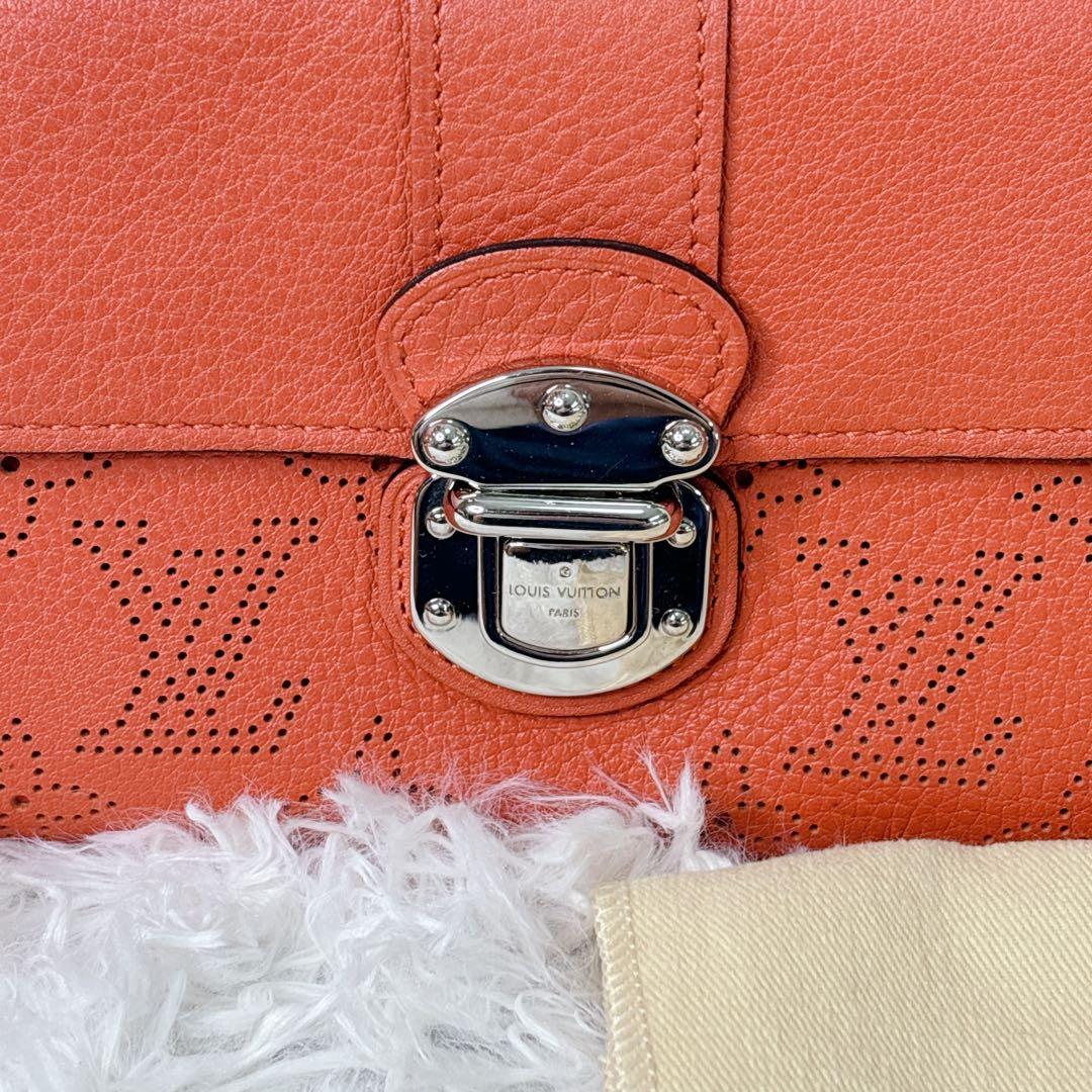 LOUIS VUITTON オレンジ レッド　長財布　シルバー金具　イリス
