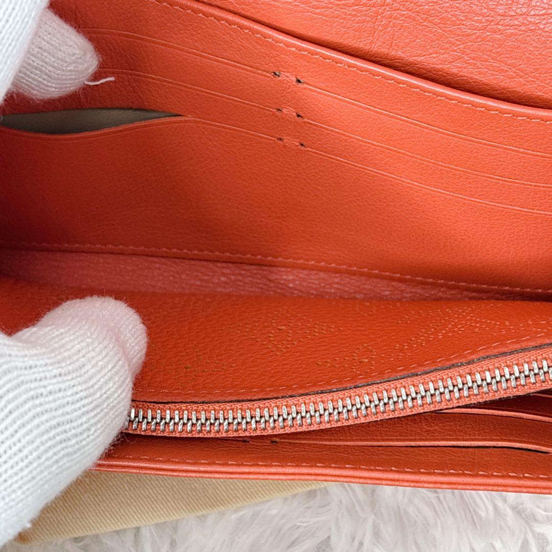 LOUIS VUITTON オレンジ レッド　長財布　シルバー金具　イリス
