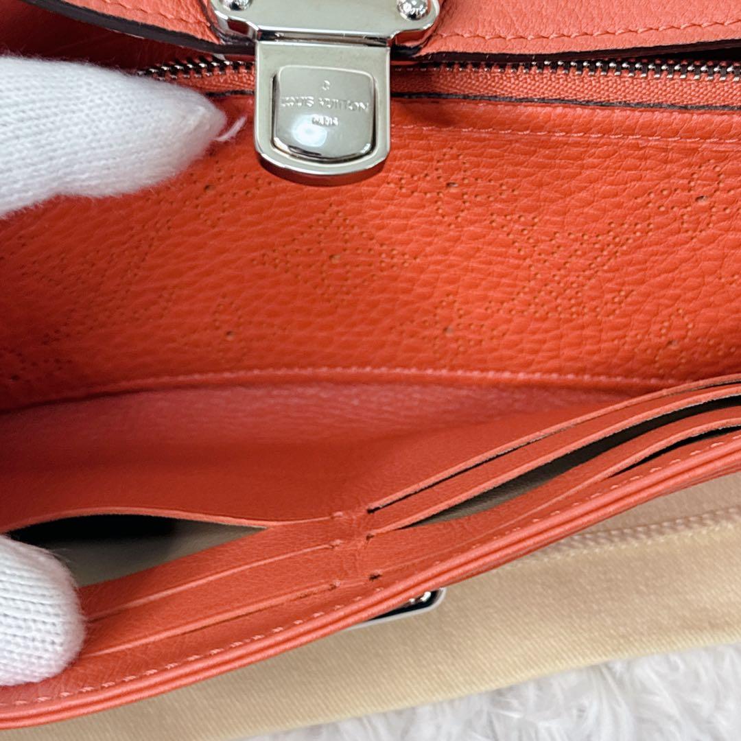LOUIS VUITTON オレンジ レッド　長財布　シルバー金具　イリス