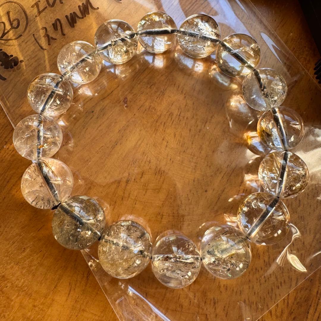 ⑦天然石　14.5mm エレスチャルクォーツ　内周19cm