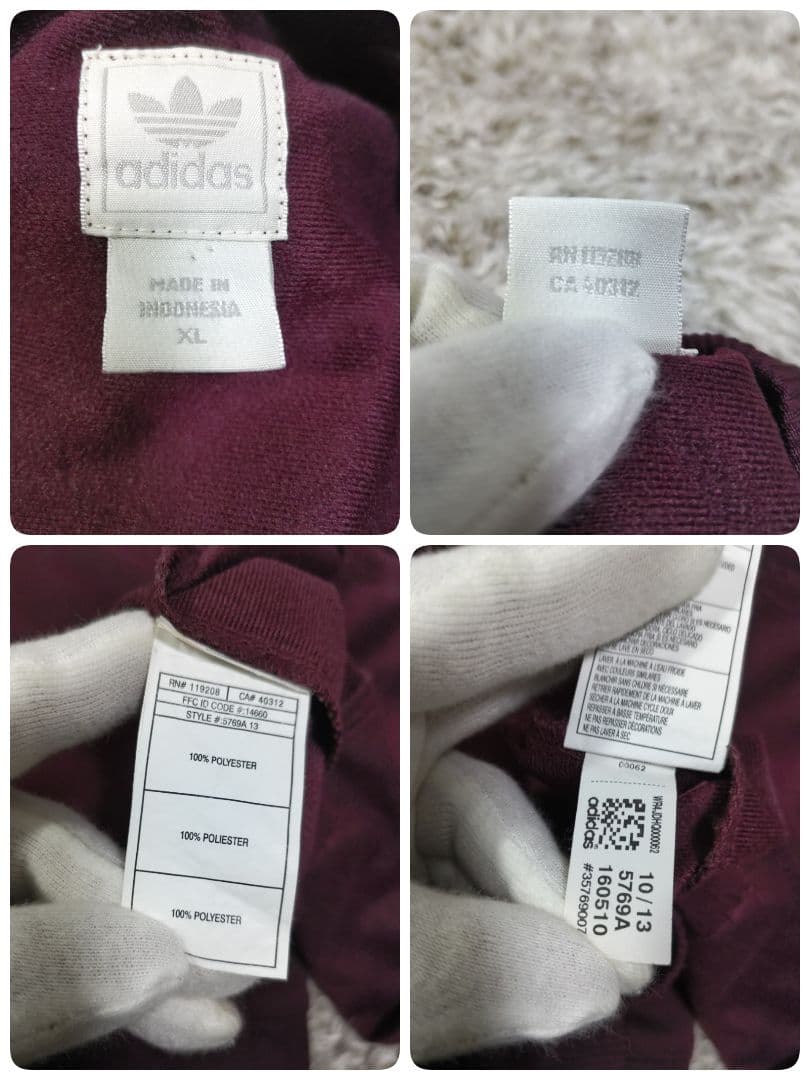 adidas　90s トラックジャケット　トレフォイルロゴ　ワインレッド