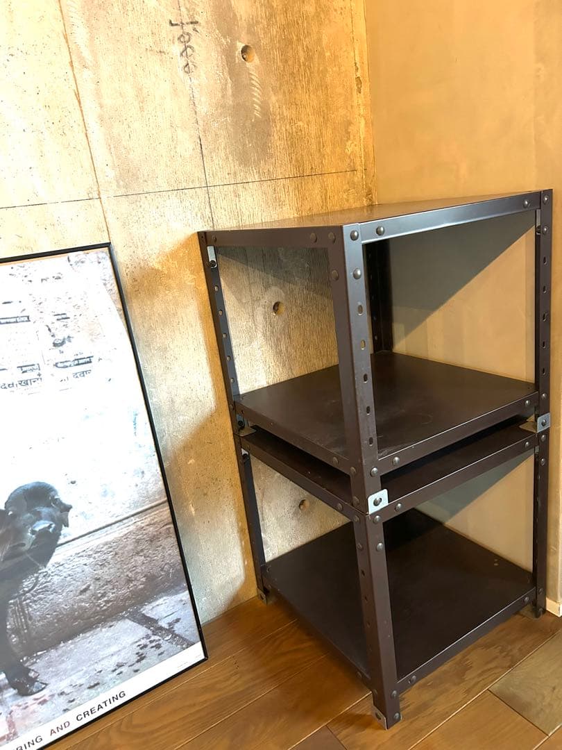 ダークブラウン スチールラック 棚