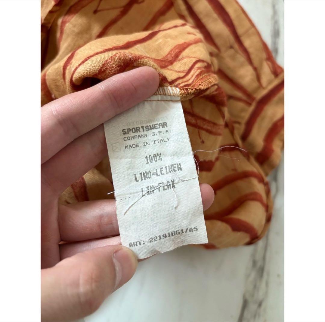 vintage 90s c.p.company 茶色 歪ストライプ リネンシャツ