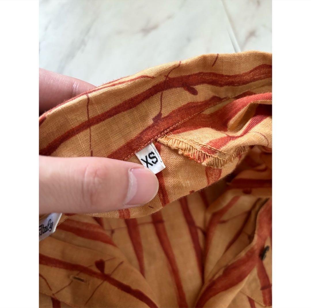 vintage 90s c.p.company 茶色 歪ストライプ リネンシャツ