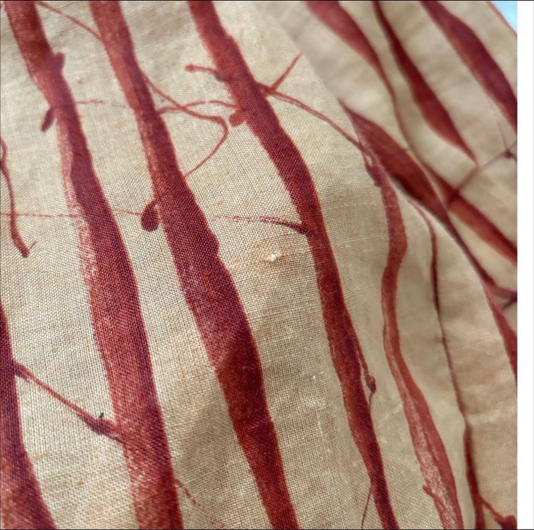 vintage 90s c.p.company 茶色 歪ストライプ リネンシャツ